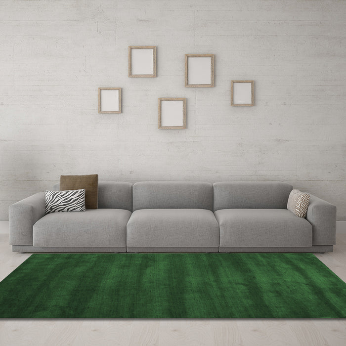 Machine Washable Abstract Emerald Green Contemporary Area Rugs in a Living Room,, wshcon171emgrn