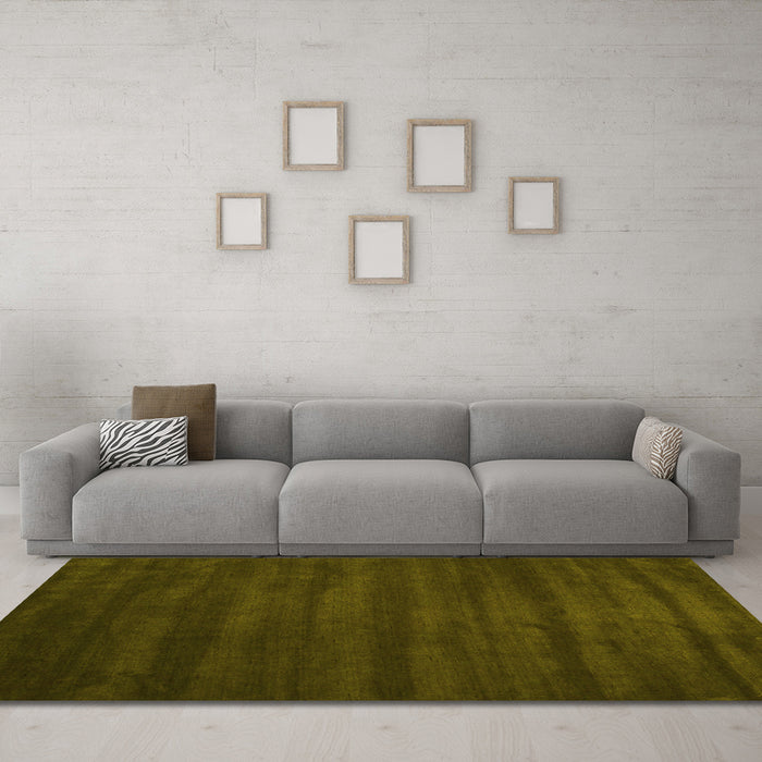 Machine Washable Abstract Yellow Contemporary Rug in a Living Room, wshcon171yw