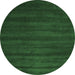 Round Machine Washable Abstract Emerald Green Contemporary Area Rugs, wshcon171emgrn