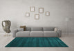 Machine Washable Abstract Turquoise Contemporary Area Rugs in a Living Room,, wshcon171turq