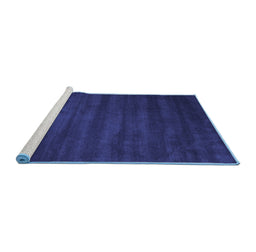 Sideview of Machine Washable Abstract Blue Contemporary Rug, wshcon171blu