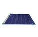 Sideview of Machine Washable Abstract Blue Contemporary Rug, wshcon171blu