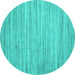 Round Machine Washable Abstract Turquoise Contemporary Area Rugs, wshcon1720turq