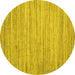 Round Abstract Yellow Contemporary Rug, con1720yw