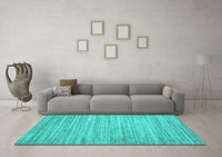 Machine Washable Abstract Turquoise Contemporary Rug, wshcon1720turq