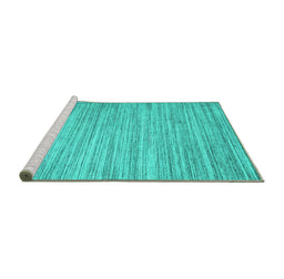 Sideview of Machine Washable Abstract Turquoise Contemporary Area Rugs, wshcon1720turq