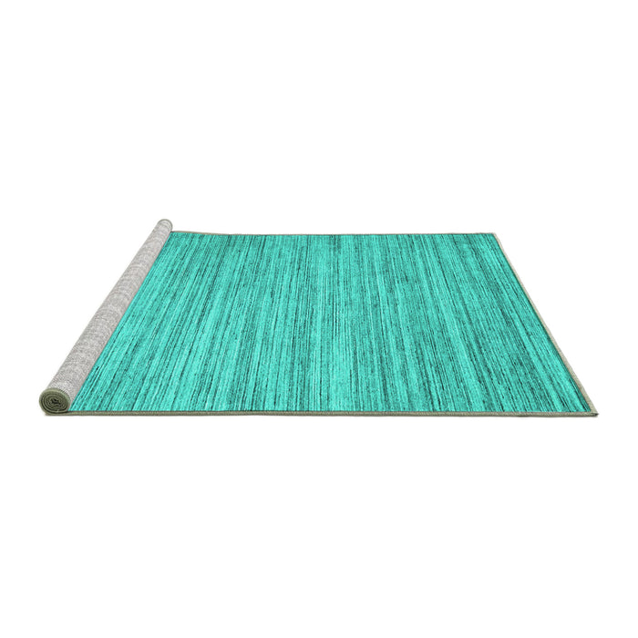 Sideview of Machine Washable Abstract Turquoise Contemporary Area Rugs, wshcon1720turq