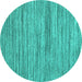 Round Abstract Turquoise Contemporary Rug, con1721turq