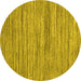 Round Machine Washable Abstract Yellow Contemporary Rug, wshcon1721yw