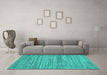 Machine Washable Abstract Turquoise Contemporary Area Rugs in a Living Room,, wshcon1721turq