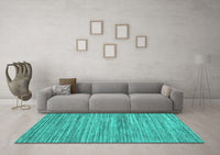 Machine Washable Abstract Turquoise Contemporary Rug, wshcon1721turq