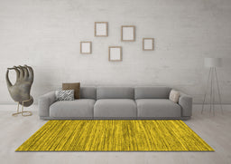 Machine Washable Abstract Yellow Contemporary Rug in a Living Room, wshcon1721yw