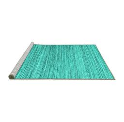 Sideview of Machine Washable Abstract Turquoise Contemporary Area Rugs, wshcon1722turq