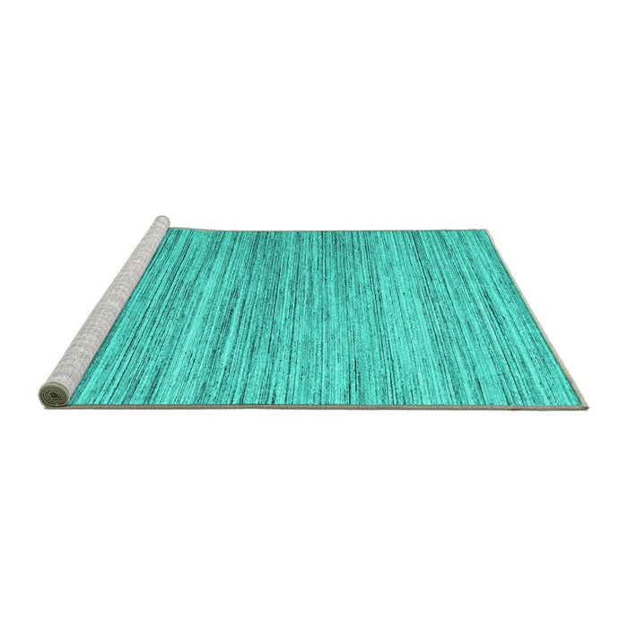 Sideview of Machine Washable Abstract Turquoise Contemporary Area Rugs, wshcon1722turq