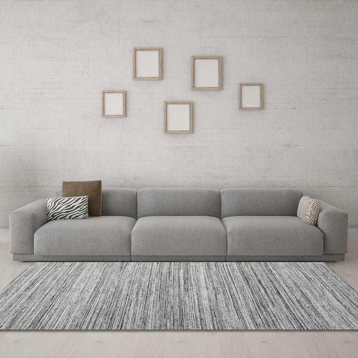 Machine Washable Abstract Gray Contemporary Rug in a Living Room,, wshcon1722gry