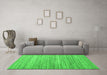 Machine Washable Abstract Green Contemporary Area Rugs in a Living Room,, wshcon1722grn