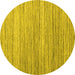 Round Machine Washable Abstract Yellow Contemporary Rug, wshcon1722yw