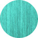 Round Machine Washable Abstract Turquoise Contemporary Area Rugs, wshcon1722turq