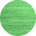 Round Machine Washable Abstract Emerald Green Contemporary Area Rugs, wshcon1722emgrn