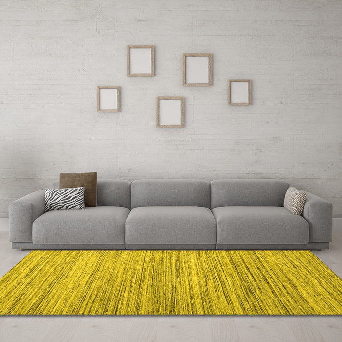 Machine Washable Abstract Yellow Contemporary Rug in a Living Room, wshcon1722yw