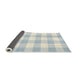 Thickness of Contemporary Light Steel Blue Checkered Rug, con1723