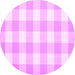 Round Checkered Pink Modern Rug, con1723pnk