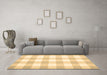 Machine Washable Checkered Brown Modern Rug in a Living Room,, wshcon1723brn