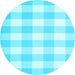 Round Machine Washable Checkered Light Blue Modern Rug, wshcon1723lblu