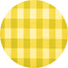 Round Machine Washable Checkered Yellow Modern Rug, wshcon1723yw