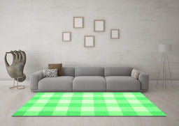 Machine Washable Checkered Green Modern Area Rugs in a Living Room,, wshcon1723grn