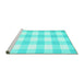 Sideview of Machine Washable Checkered Turquoise Modern Area Rugs, wshcon1723turq