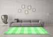 Machine Washable Checkered Emerald Green Modern Area Rugs in a Living Room,, wshcon1723emgrn