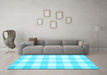 Machine Washable Checkered Light Blue Modern Rug in a Living Room, wshcon1723lblu