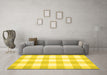 Machine Washable Checkered Yellow Modern Rug in a Living Room, wshcon1723yw