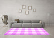 Machine Washable Checkered Pink Modern Rug in a Living Room, wshcon1723pnk