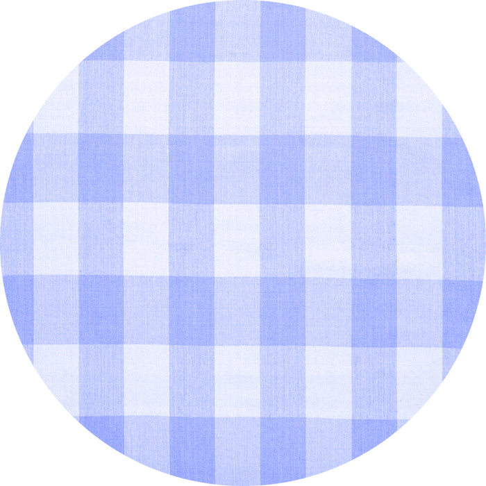 Round Machine Washable Checkered Blue Modern Rug, wshcon1723blu