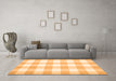 Machine Washable Checkered Orange Modern Area Rugs in a Living Room, wshcon1723org