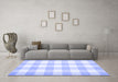 Machine Washable Checkered Blue Modern Rug in a Living Room, wshcon1723blu