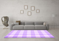 Machine Washable Checkered Purple Modern Rug, wshcon1723pur