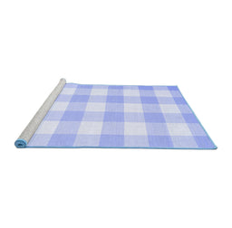 Sideview of Machine Washable Checkered Blue Modern Rug, wshcon1723blu
