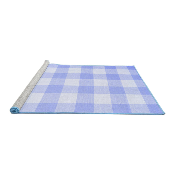 Sideview of Machine Washable Checkered Blue Modern Rug, wshcon1723blu