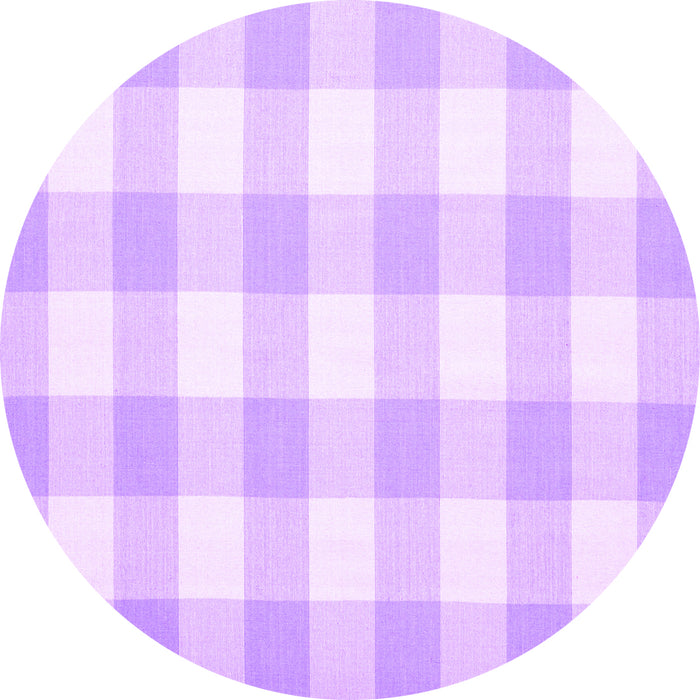 Round Machine Washable Checkered Purple Modern Area Rugs, wshcon1723pur