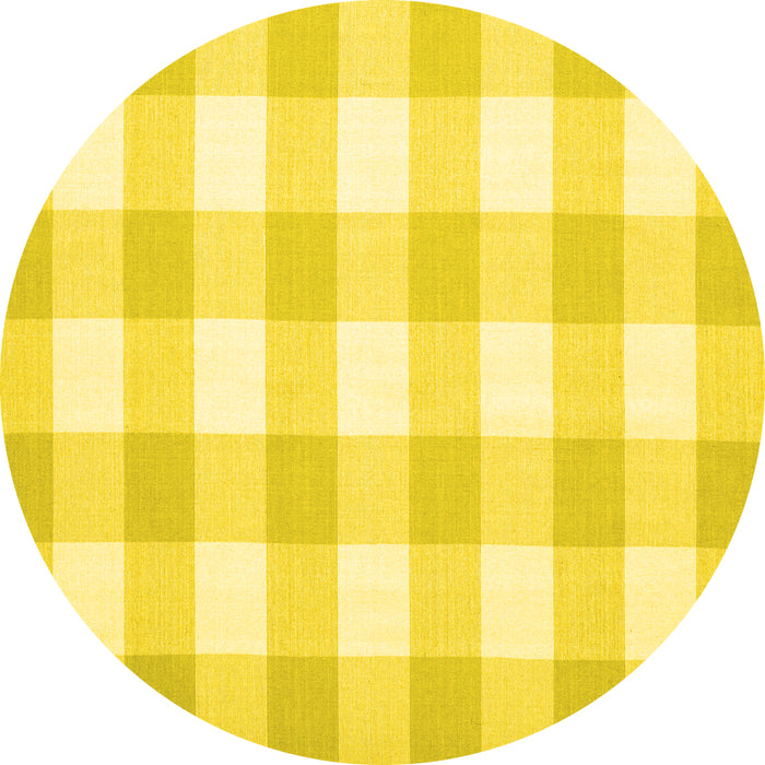 Round Checkered Yellow Modern Rug, con1723yw