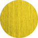 Round Machine Washable Abstract Yellow Contemporary Rug, wshcon1724yw