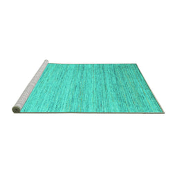 Sideview of Machine Washable Abstract Turquoise Contemporary Area Rugs, wshcon1724turq