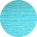 Round Abstract Light Blue Contemporary Rug, con1724lblu