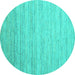 Round Abstract Turquoise Contemporary Rug, con1724turq