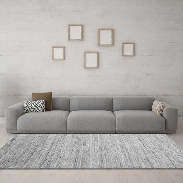 Machine Washable Abstract Gray Contemporary Rug in a Living Room,, wshcon1724gry