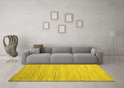 Machine Washable Abstract Yellow Contemporary Rug in a Living Room, wshcon1724yw