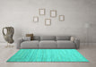 Machine Washable Abstract Turquoise Contemporary Area Rugs in a Living Room,, wshcon1724turq